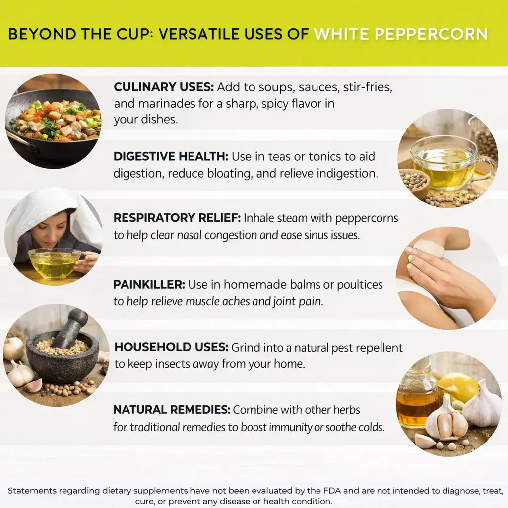 Organic White Peppercorn Whole benefits beyond the cup Organic Black Pepper TBC