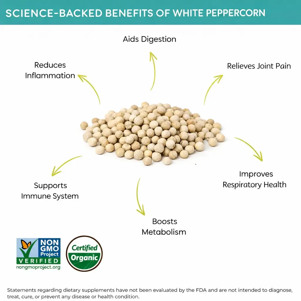 Organic White Peppercorn Whole benefits