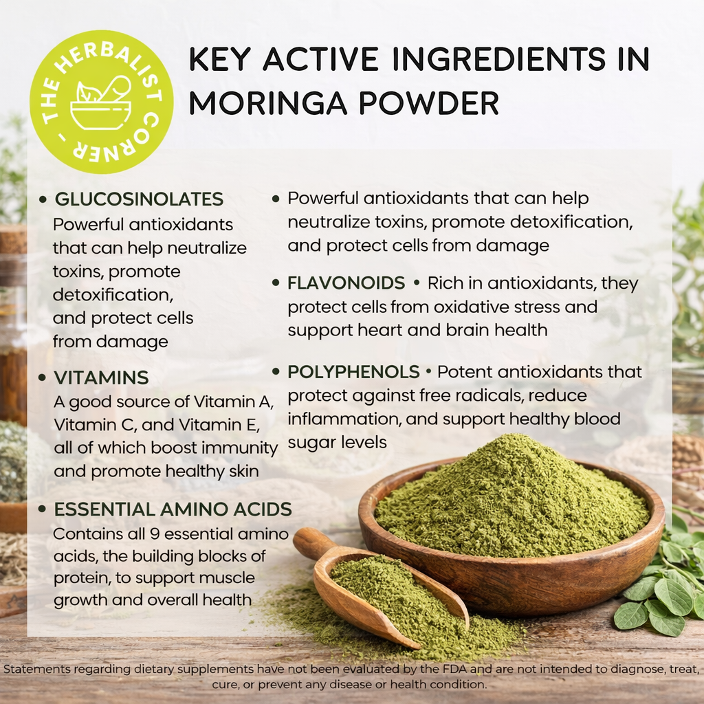 organic moringa powder key active ingredients
