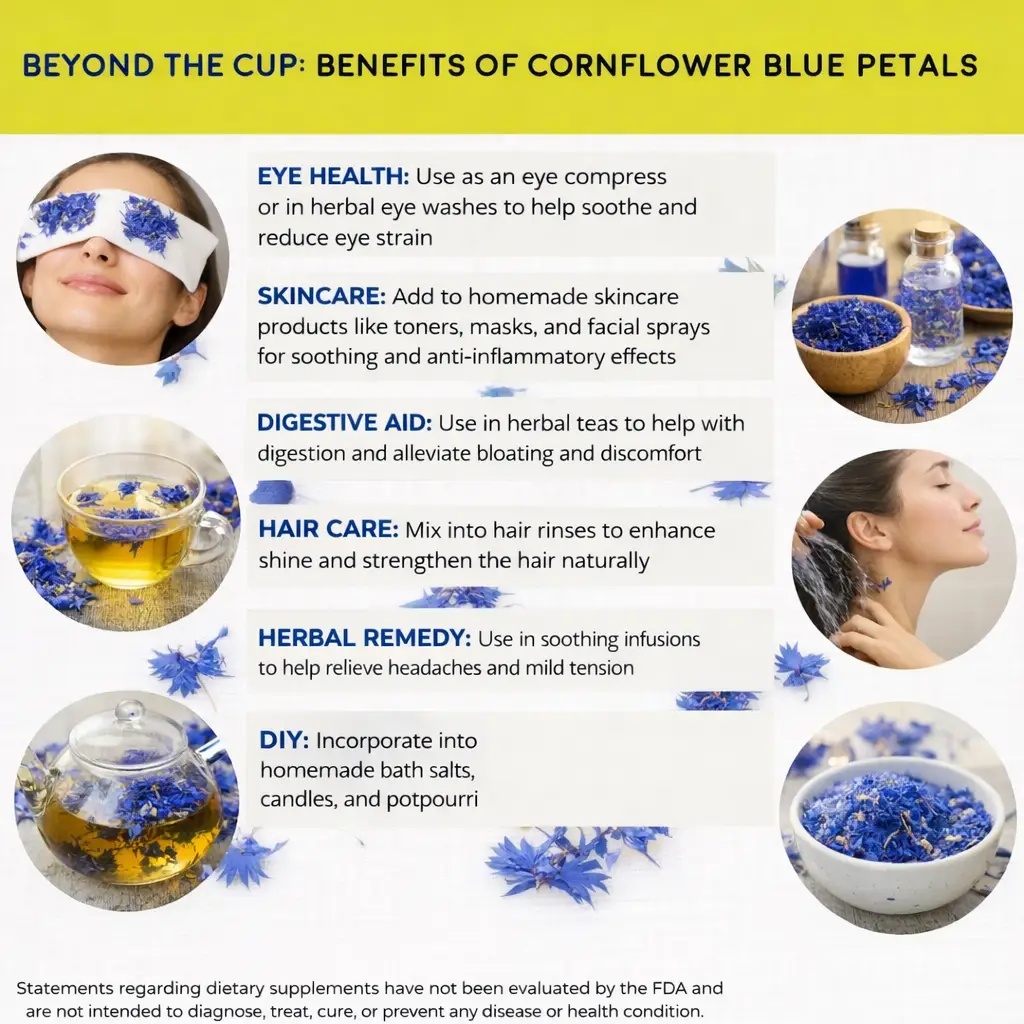 beyond the cup of blue corn flower