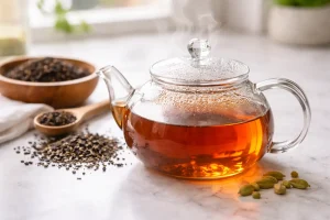 Steeping Ceylon tea at precise time for smooth milk tea