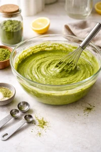 Whisk blending moringa powder into dry ingredients for baking