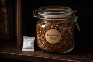 dandelion root in jar