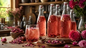 rose petal kombucha