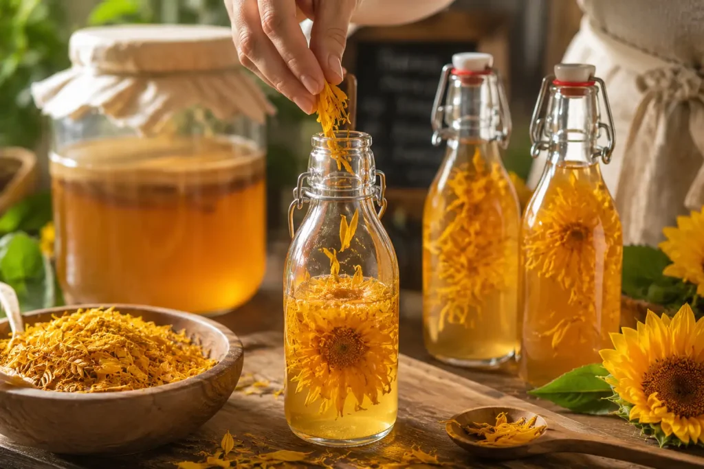 sunflower petals kombucha