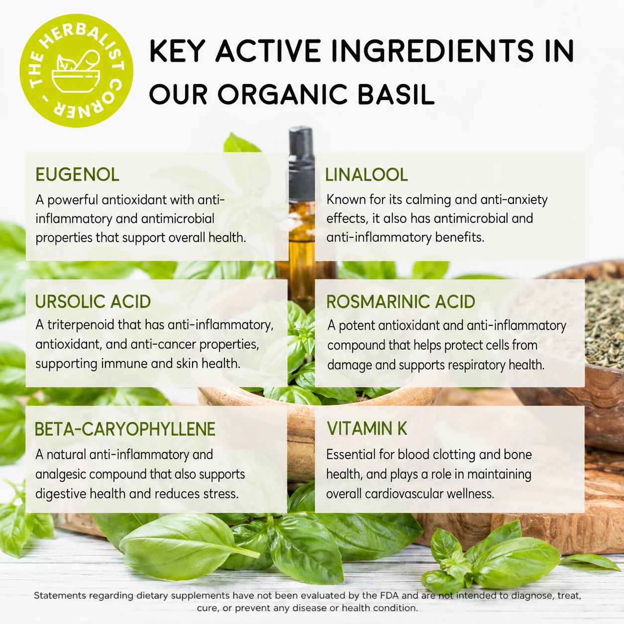 organic basil cut key ingredients