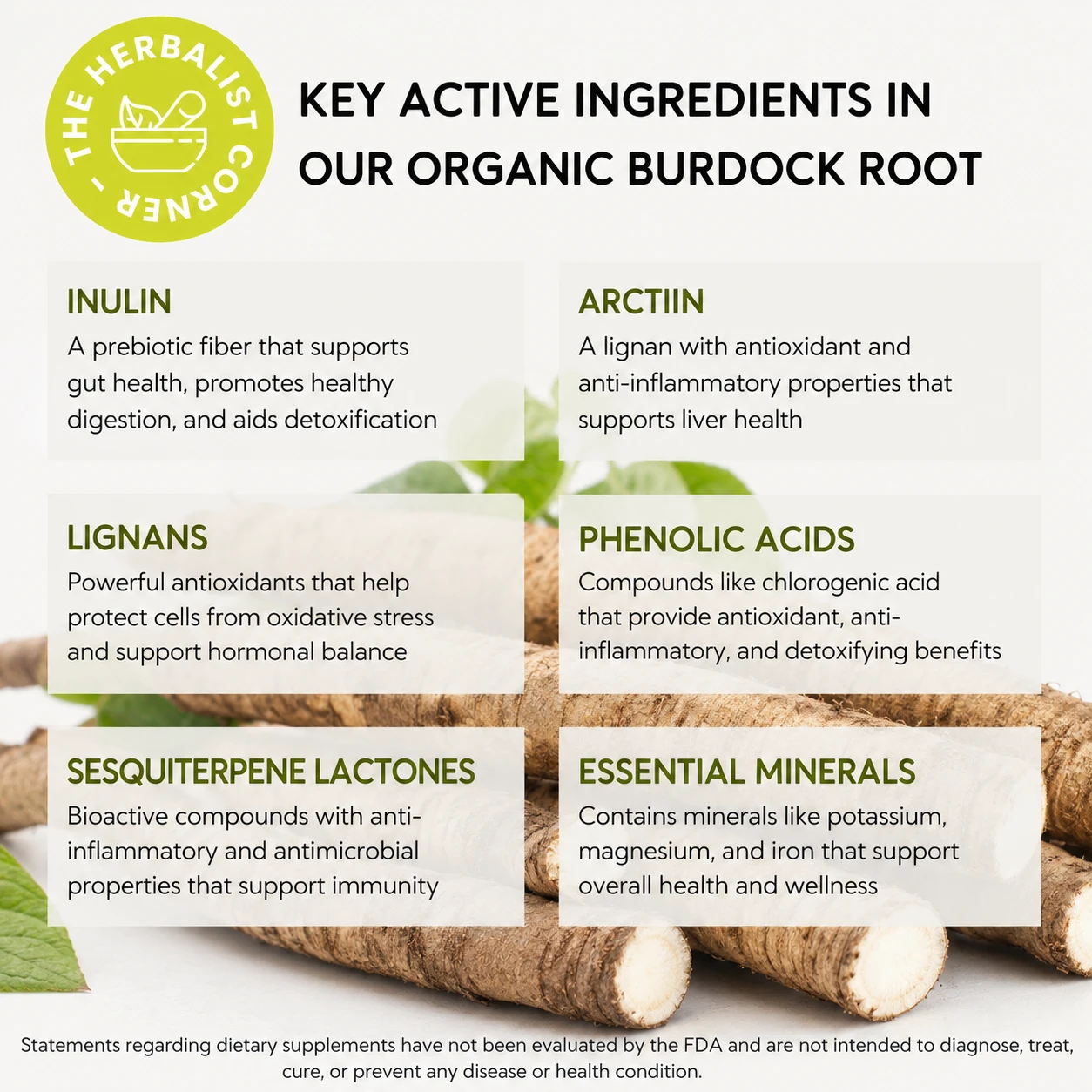 organic burdock root cut and sifted key ingredients