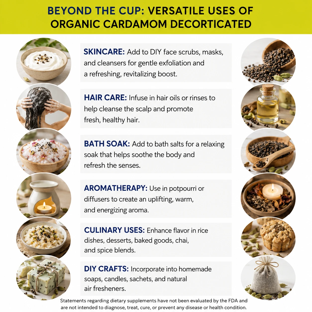 organic cardamom decorticated versatile uses