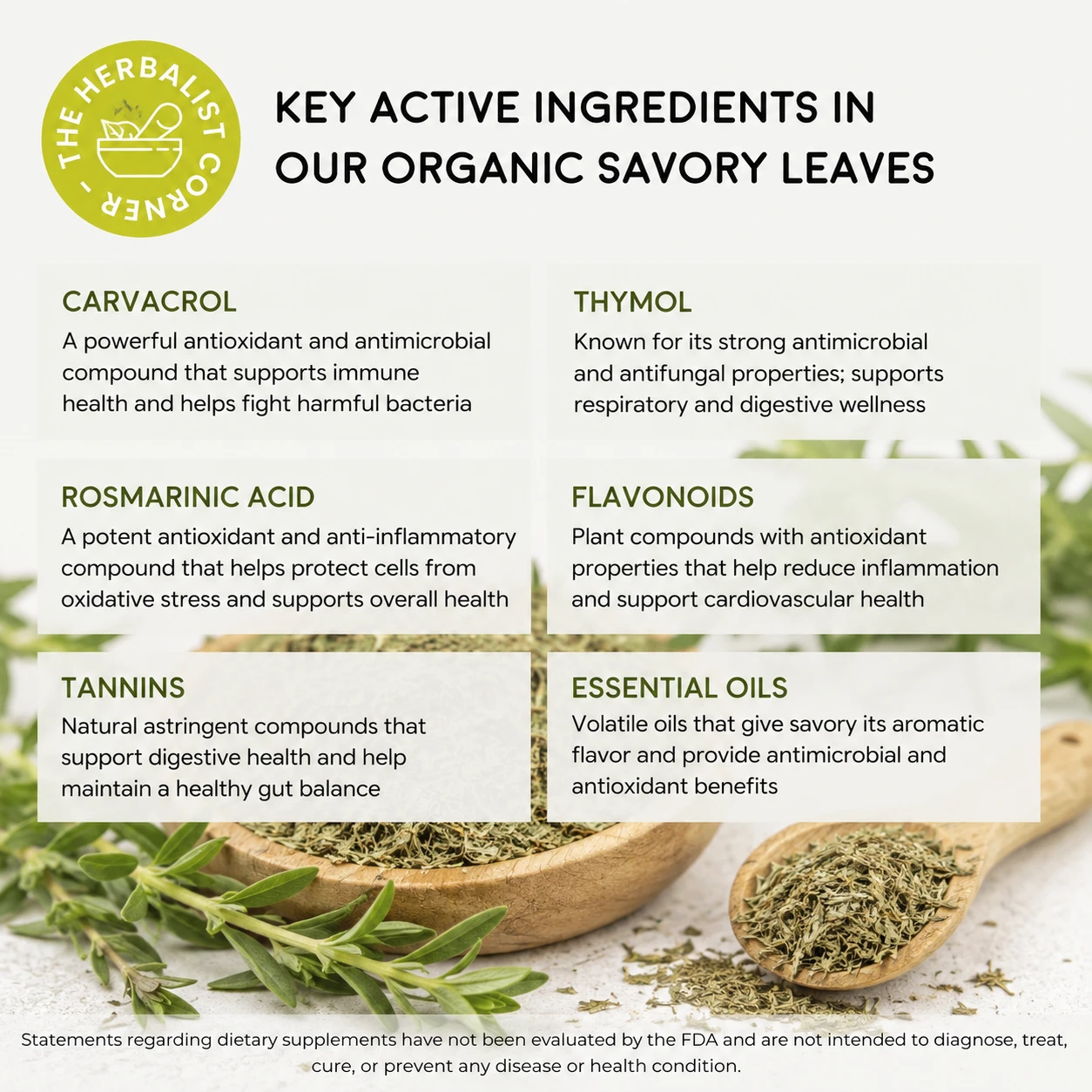 organic savory leaves key ingredients