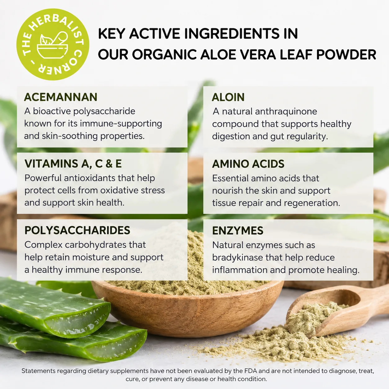 aloe vera leaf powder key ingredients