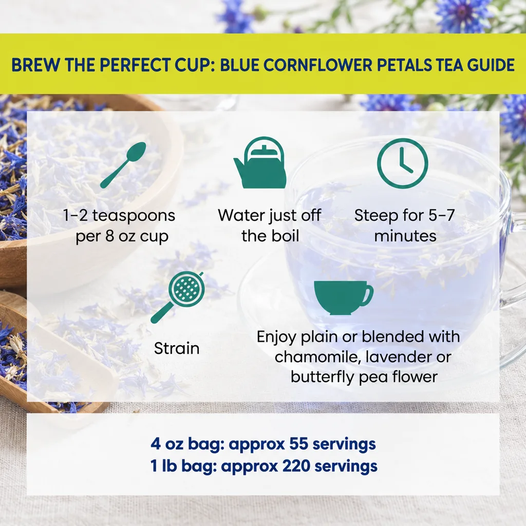 how to brew blue cornflower petals tea