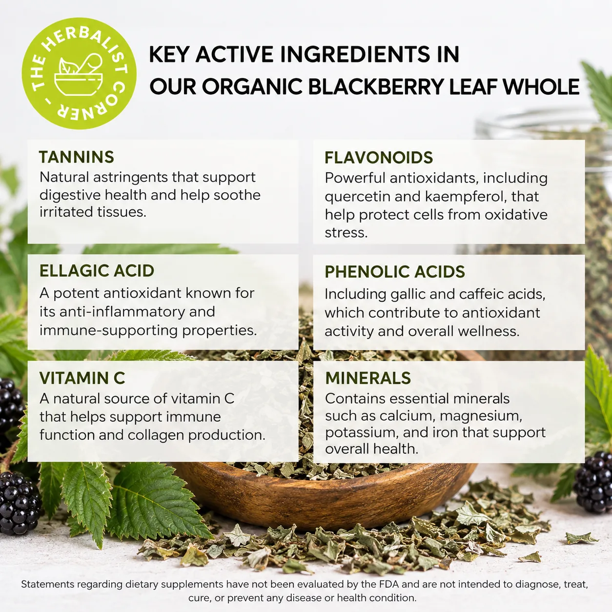 organic blackberry leaf whole key ingredients