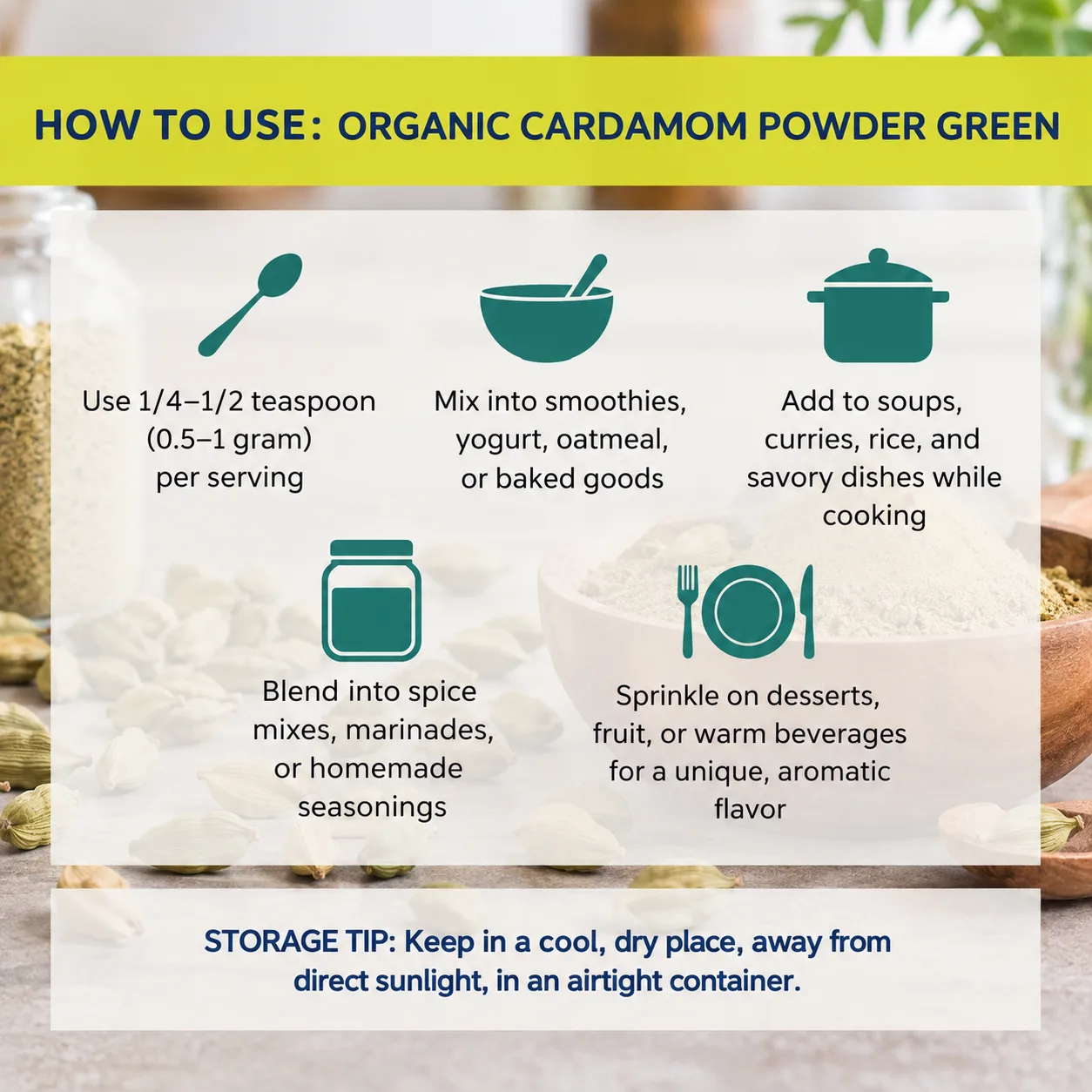 how to use Cardamom Powder Green