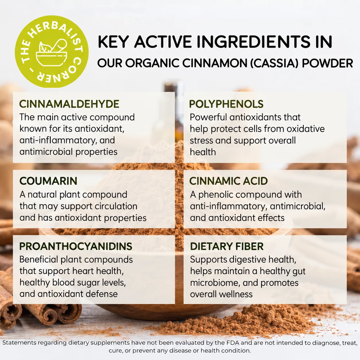 organic cinnamon cassia powder key ingredients