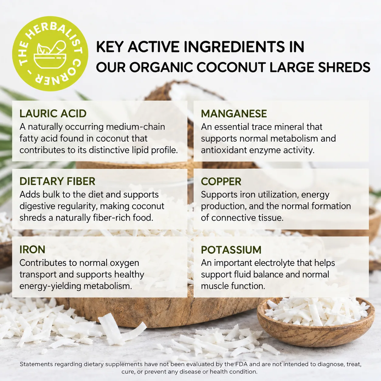 organic coconut large shreds key ingredients