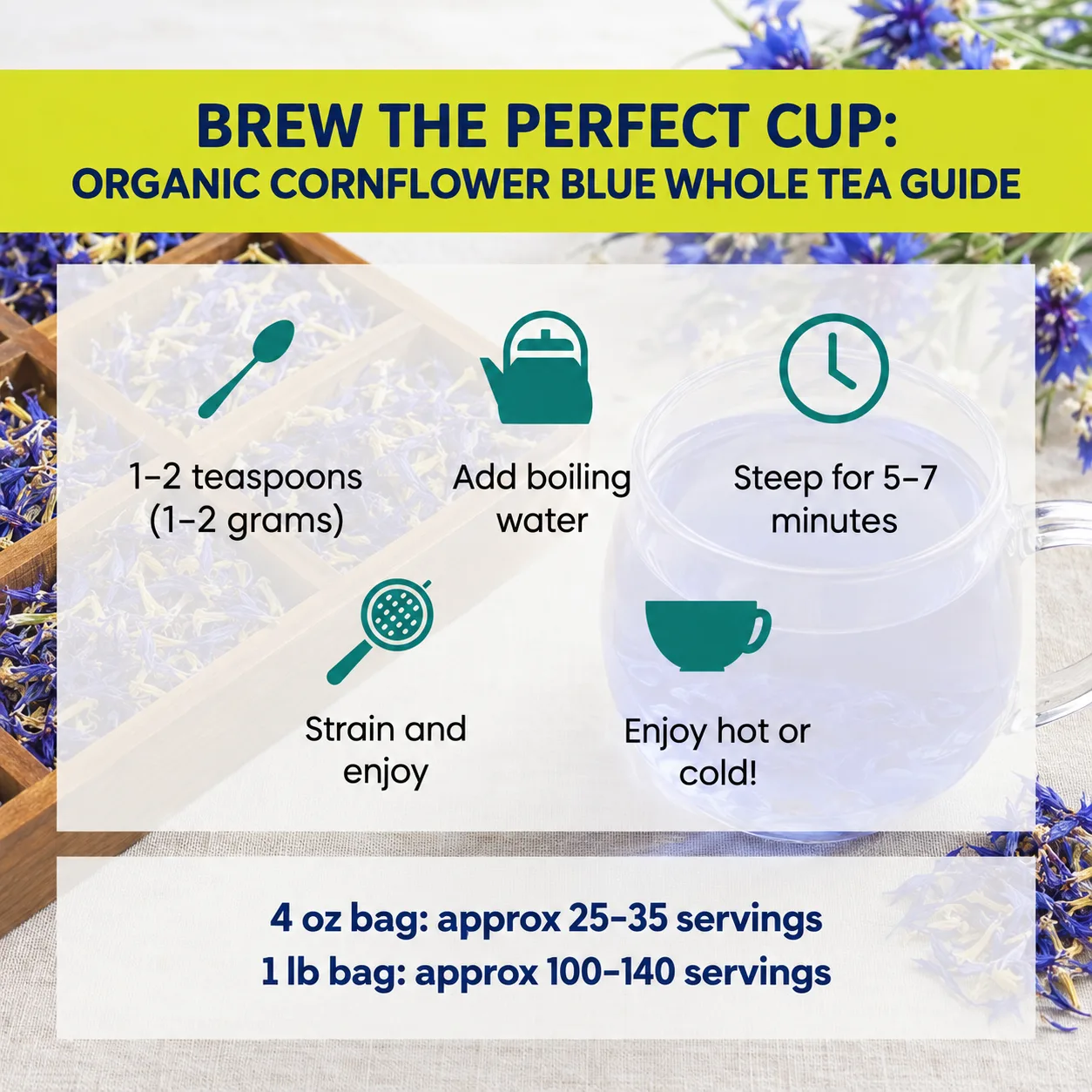 how to brew Cornflower Blue Whole tea