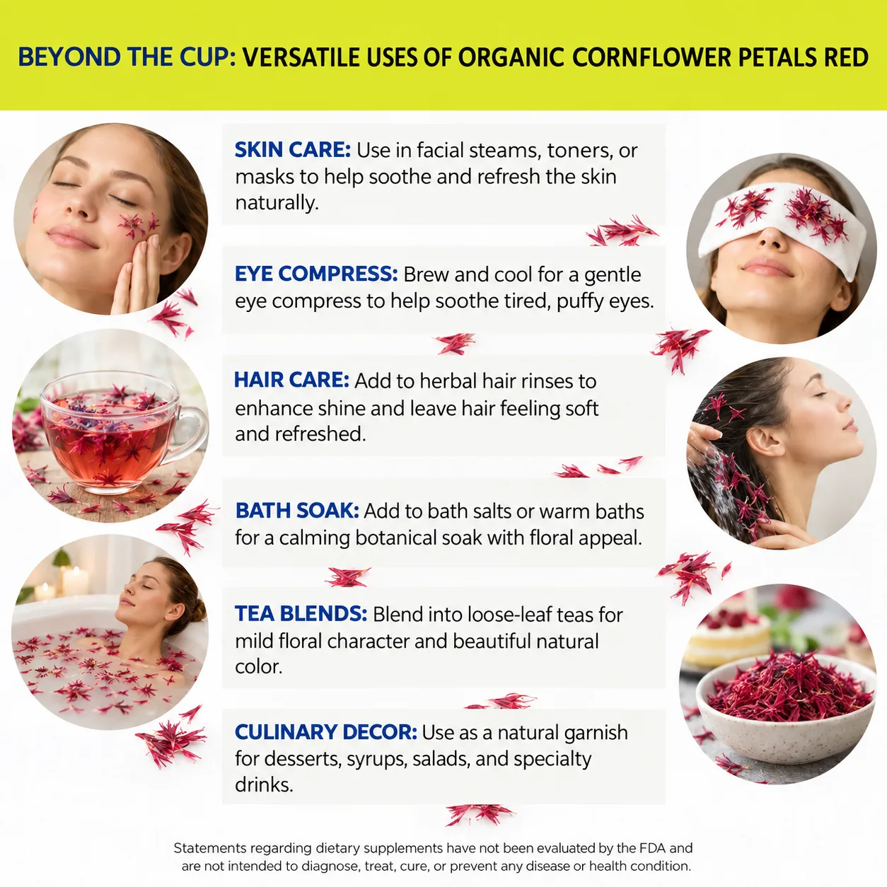 organic cornflower petals red versatile uses
