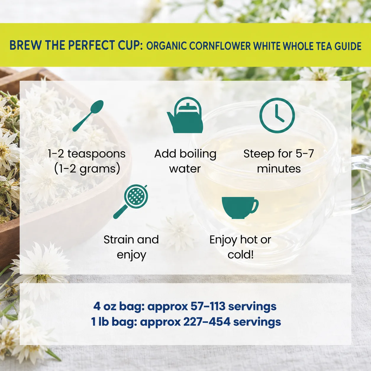 how to brew Cornflower White Whole tea