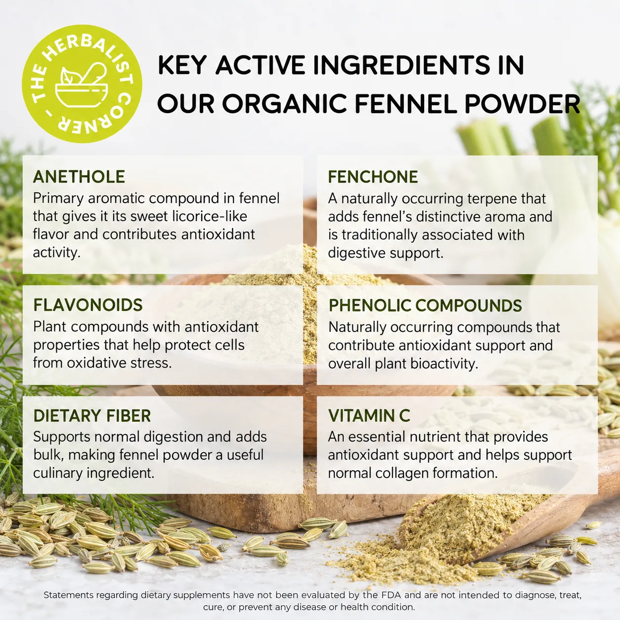 organic fennel powder key ingredients