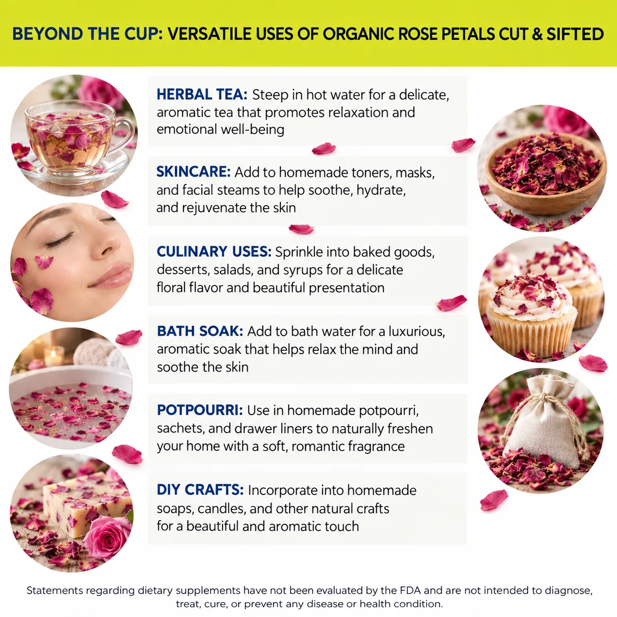 rose petals cut & sifted versatile uses